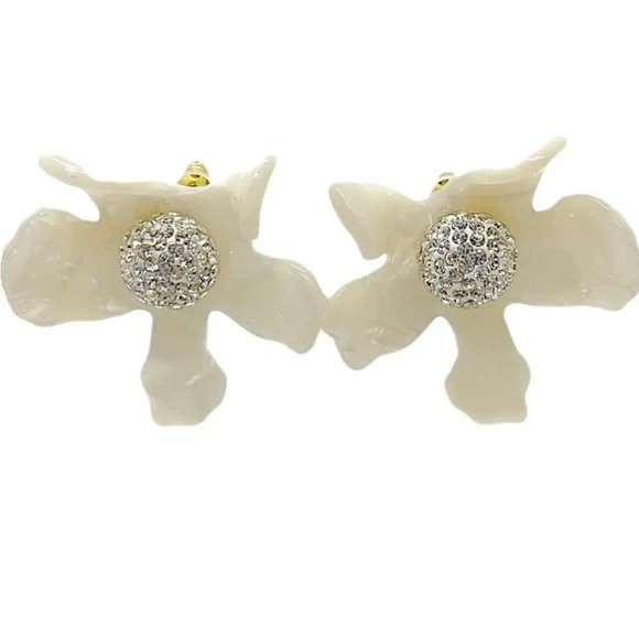 Lele Sadoughi ivory White Floral crystal stud Earrings - Picture 2 of 7